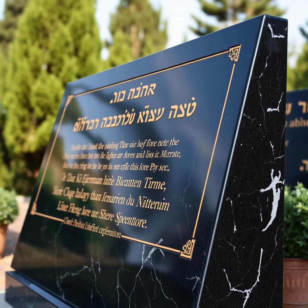 מצבת קיר מס' 2 - גרניט שחור עם זהב