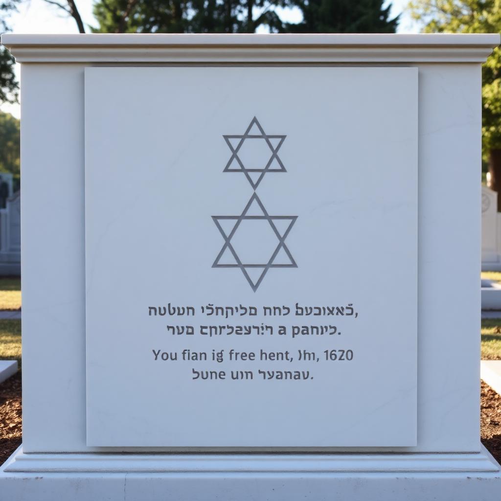 מצבת קיר מס' 3 - שיש לבן עם מגן דוד