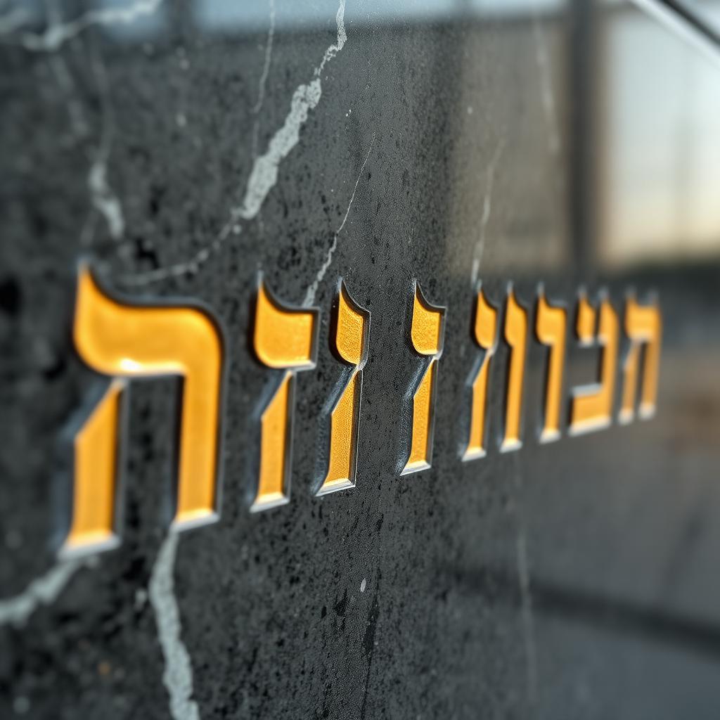 מצבת קיר מס' 6 - חריטת זהב על שחור